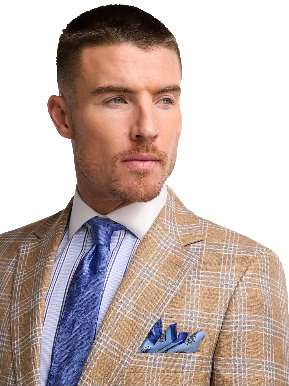 Wool Blend Plaid Single Breasted Notch Lapel Suit - Brown sold by Paul Fredrick product image thumbnail 3