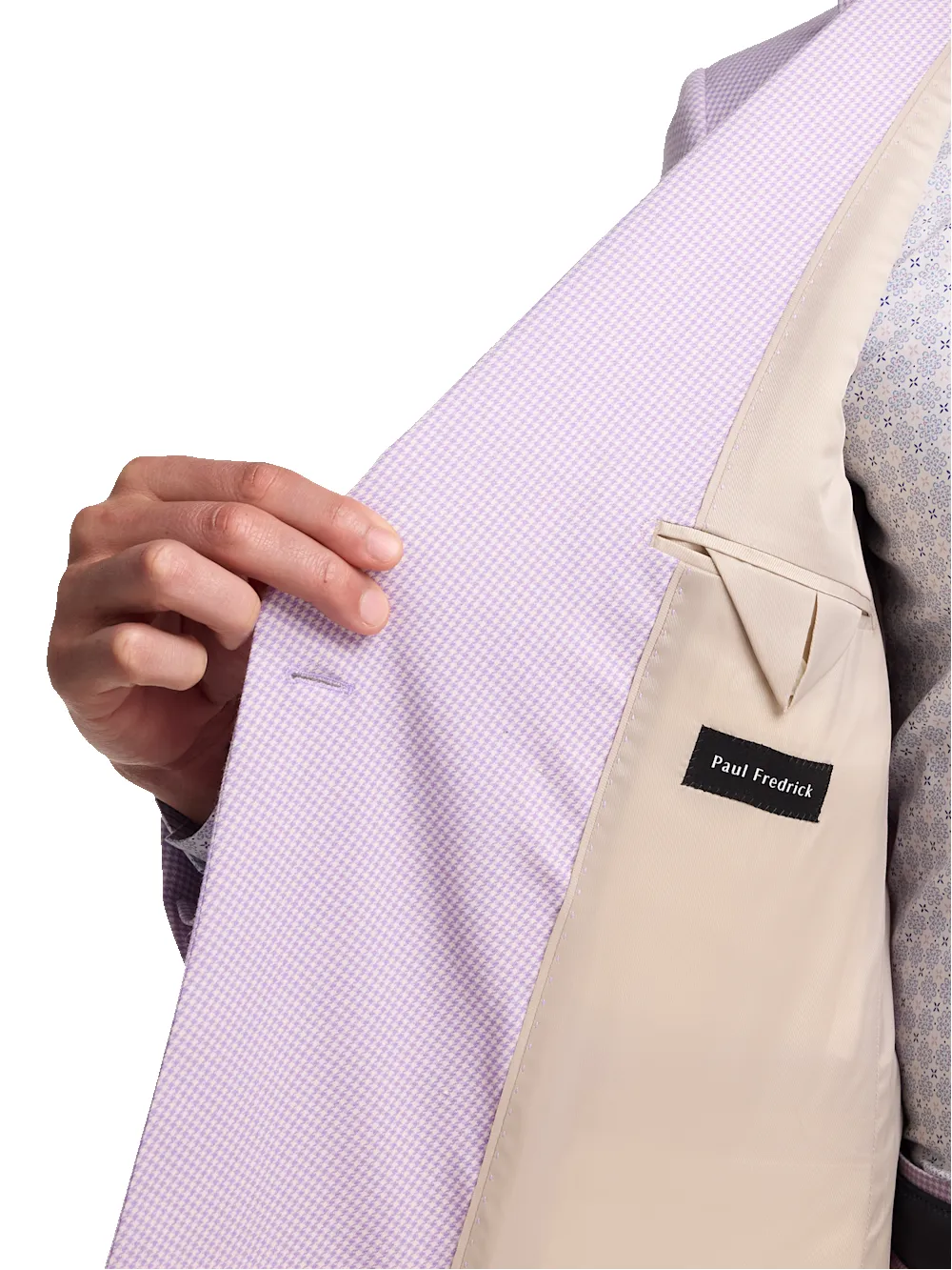 Wool Blend Houndstooth Double Breasted Peak Lapel Suit - Purple sold by Paul Fredrick product image thumbnail 4