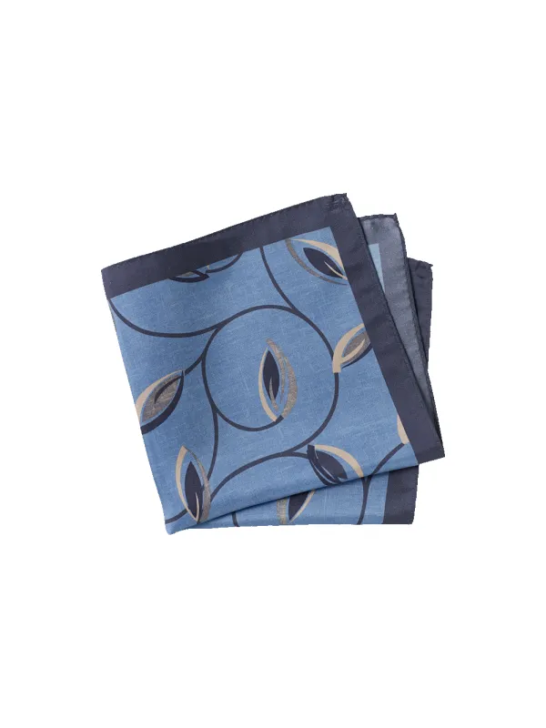 Botanical Silk Pocket Square - Blue made by Paul Fredrick