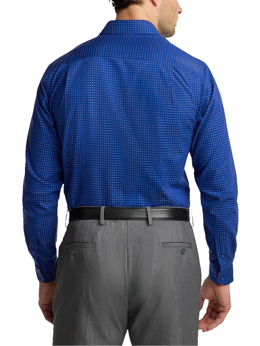 Comfort Stretch Non-Iron Dot Dress Shirt With Contrast Trim - Navy/melon sold by Paul Fredrick product image thumbnail 5