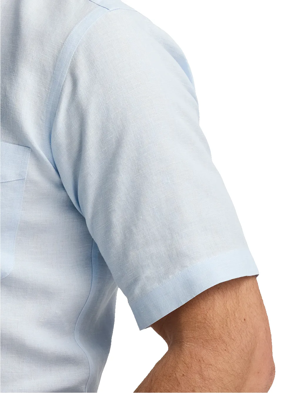 Non-Iron Linen Solid Dress Shirt With Contrast Trim - Light Blue sold by Paul Fredrick product image thumbnail 4