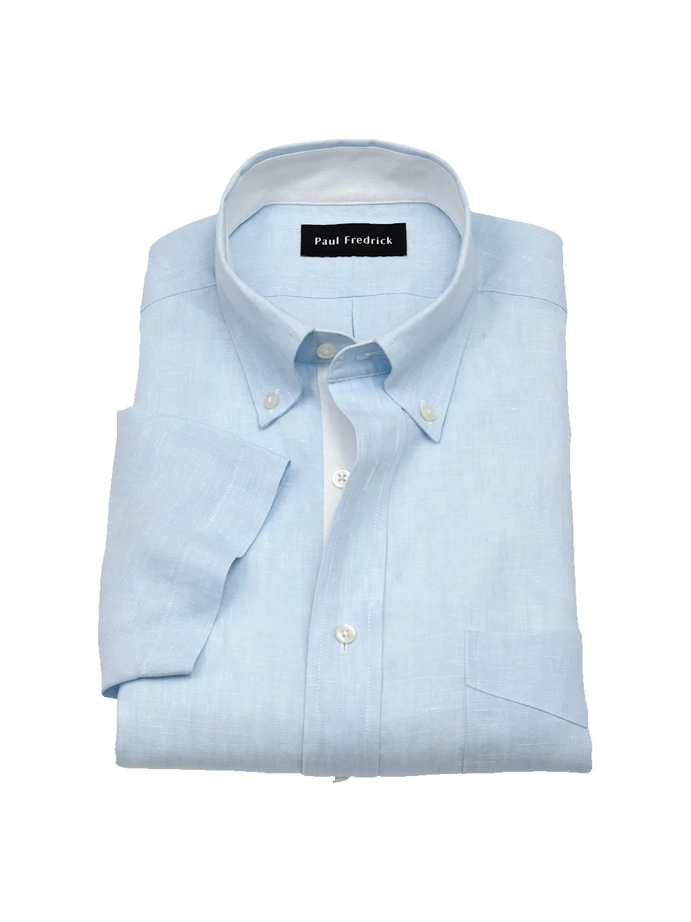 Non-Iron Linen Solid Dress Shirt With Contrast Trim - Light Blue sold by Paul Fredrick