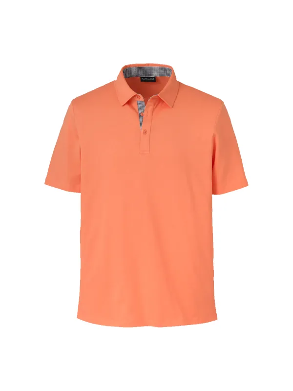Mercerized Cotton Three Button Polo - Melon made by Paul Fredrick