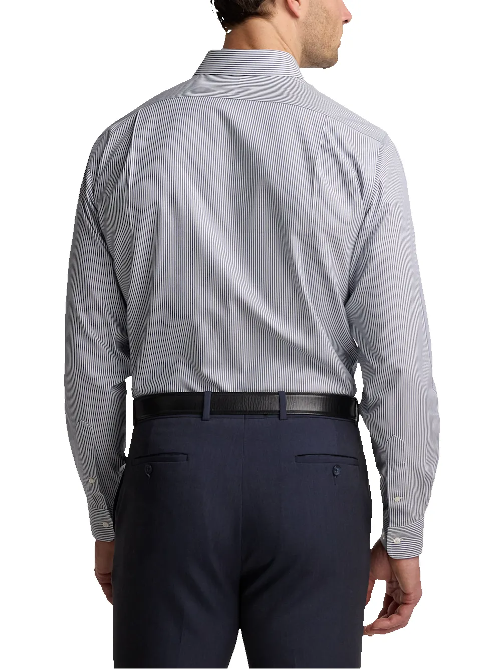 Non-Iron Cotton Pinpoint Solid Spread Collar Dress Shirt - Blue Stripe sold by Paul Fredrick product image thumbnail 5