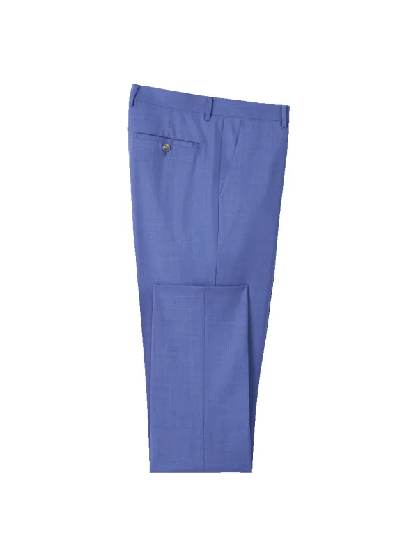 French Blue Wool Stretch Bengaline Suit Pants - French Blue made by Paul Fredrick