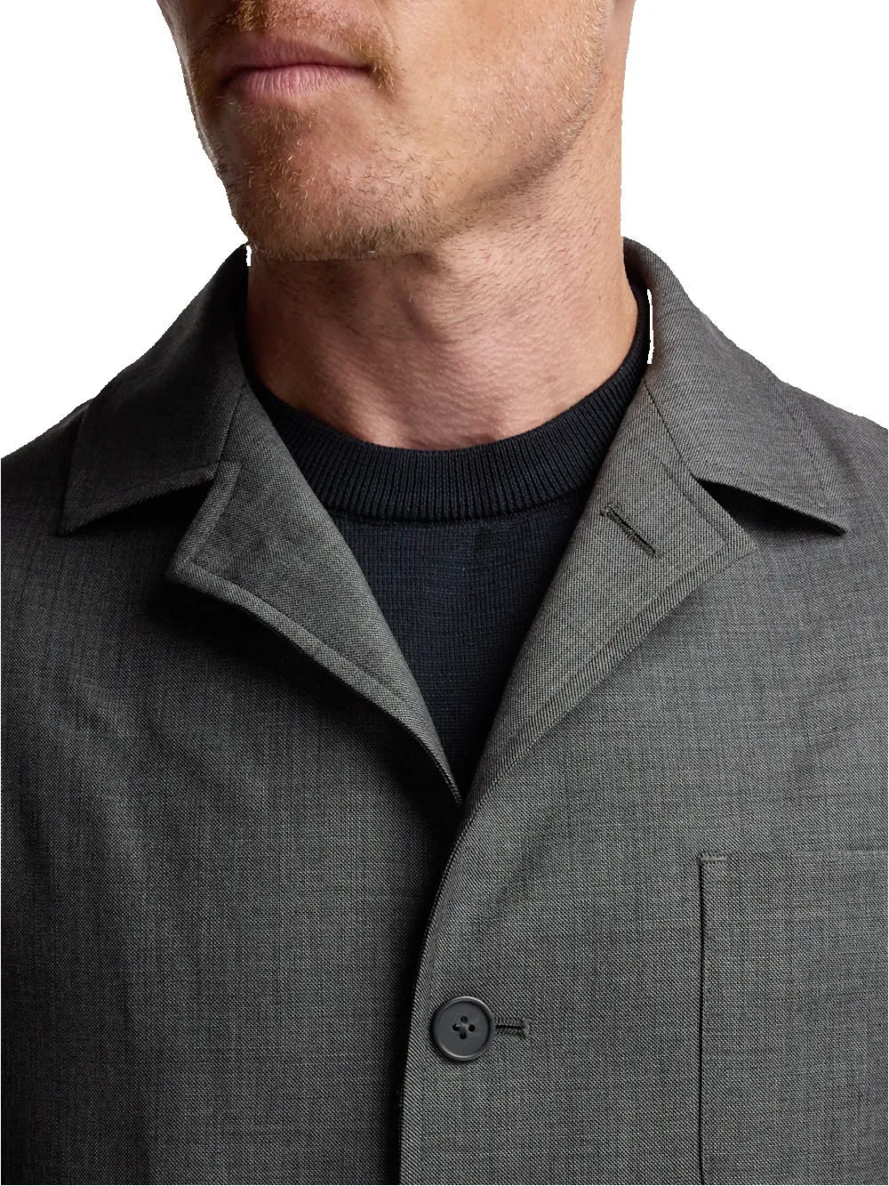 Wool Sharkskin Shirt Jacket - Charcoal sold by Paul Fredrick product image thumbnail 5