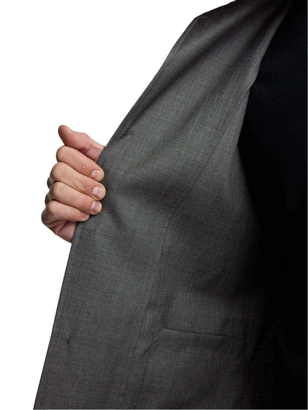 Wool Sharkskin Shirt Jacket - Charcoal sold by Paul Fredrick product image thumbnail 4