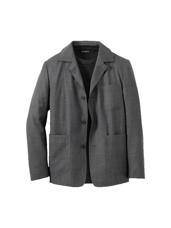 Wool Sharkskin Shirt Jacket - Charcoal made by Paul Fredrick