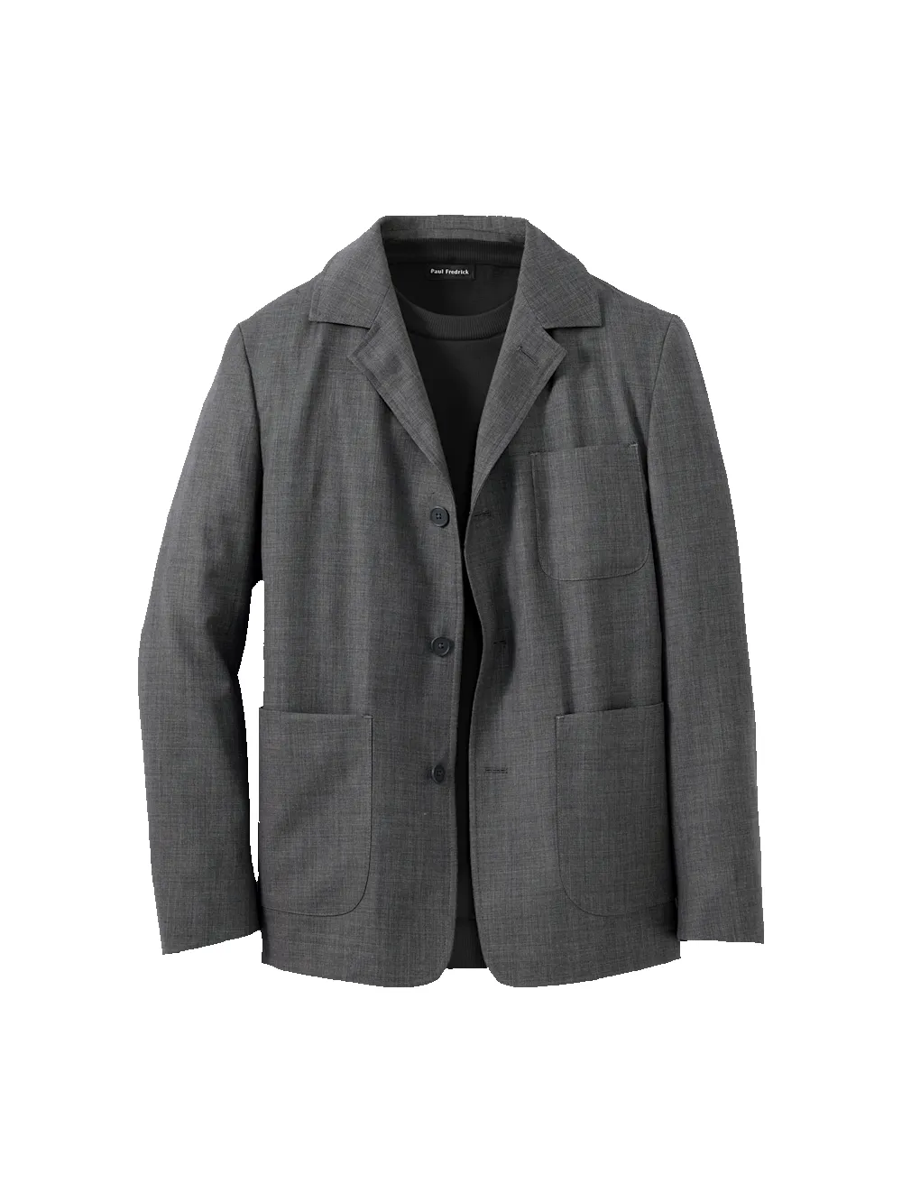 Wool Sharkskin Shirt Jacket - Charcoal sold by Paul Fredrick