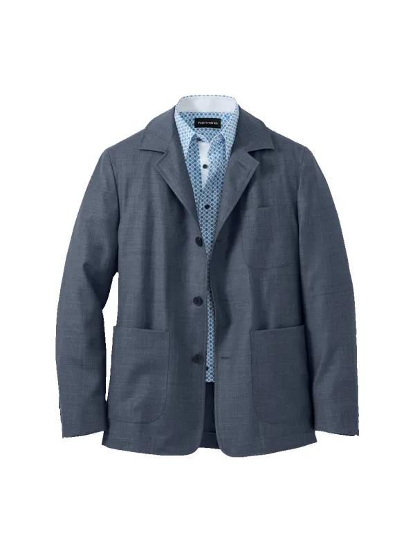 Wool Sharkskin Shirt Jacket - Blue made by Paul Fredrick