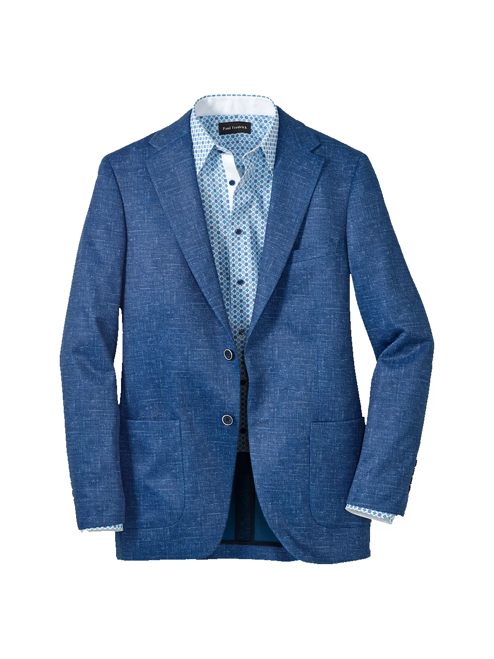 Cotton Blend Single Breasted Notch Lapel Knit Sport Coat - Blue sold by Paul Fredrick
