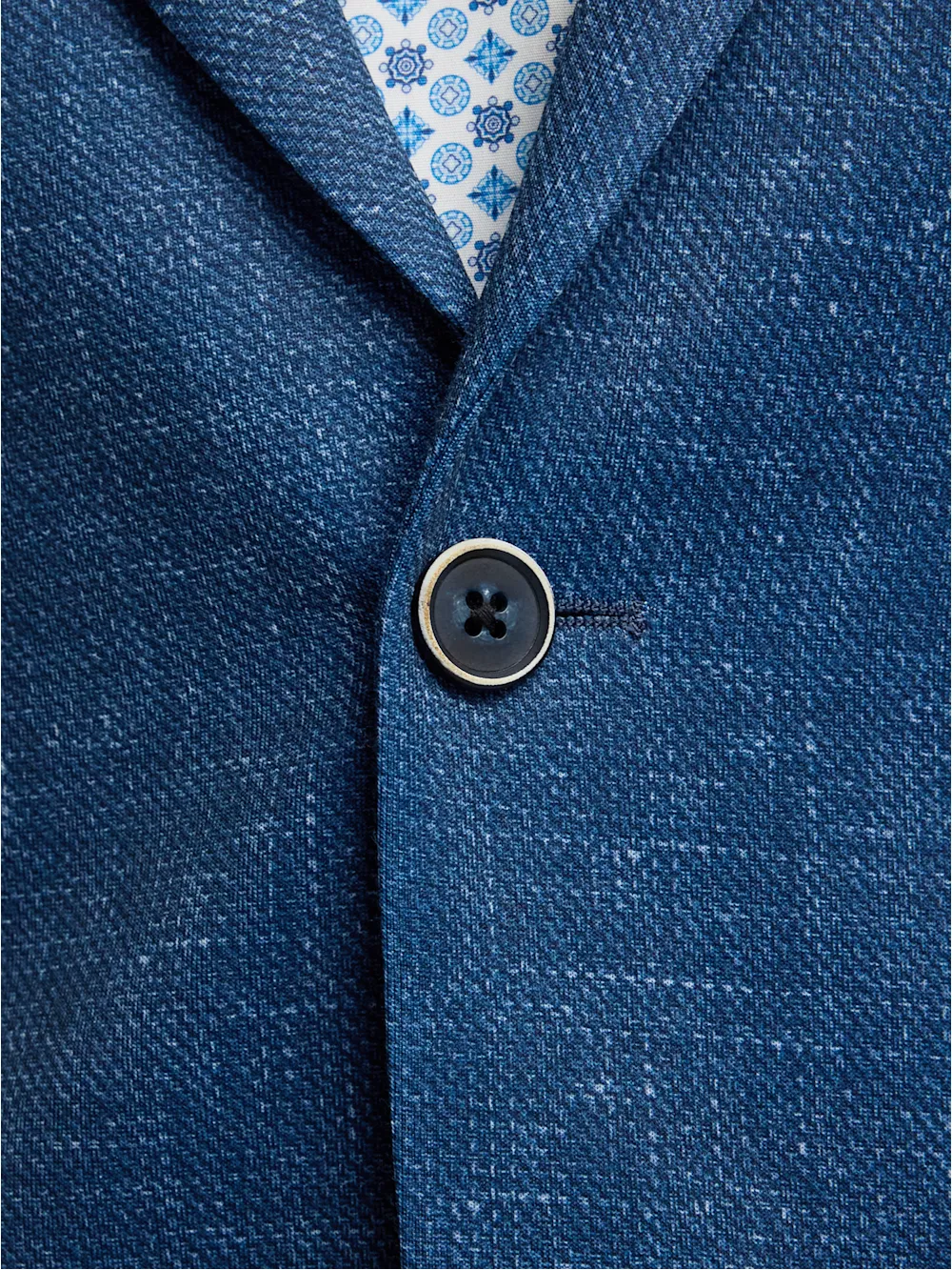 Cotton Blend Single Breasted Notch Lapel Knit Sport Coat - Blue sold by Paul Fredrick product image thumbnail 5