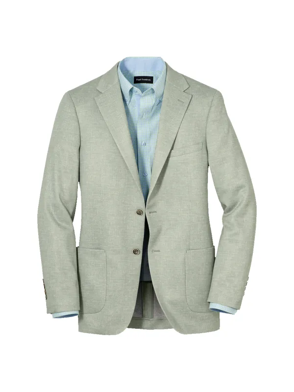 Knit Soft Touch Single Breasted Notch Lapel Sport Coat - Light Green made by Paul Fredrick
