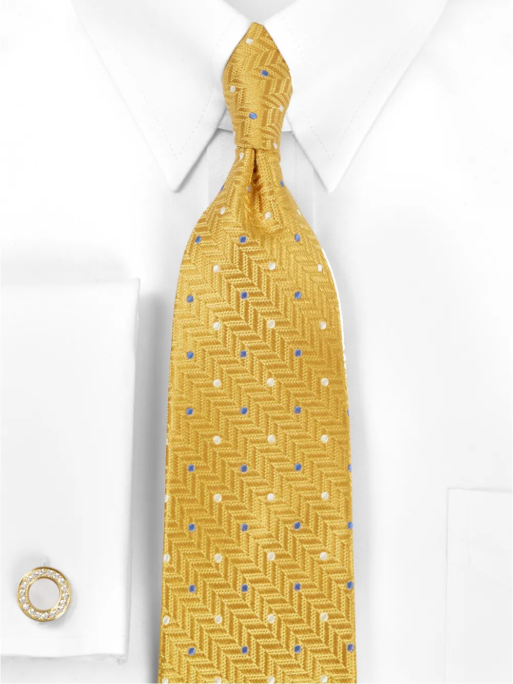 Dot Woven Silk Tie - Yellow/blue sold by Paul Fredrick product image thumbnail 2
