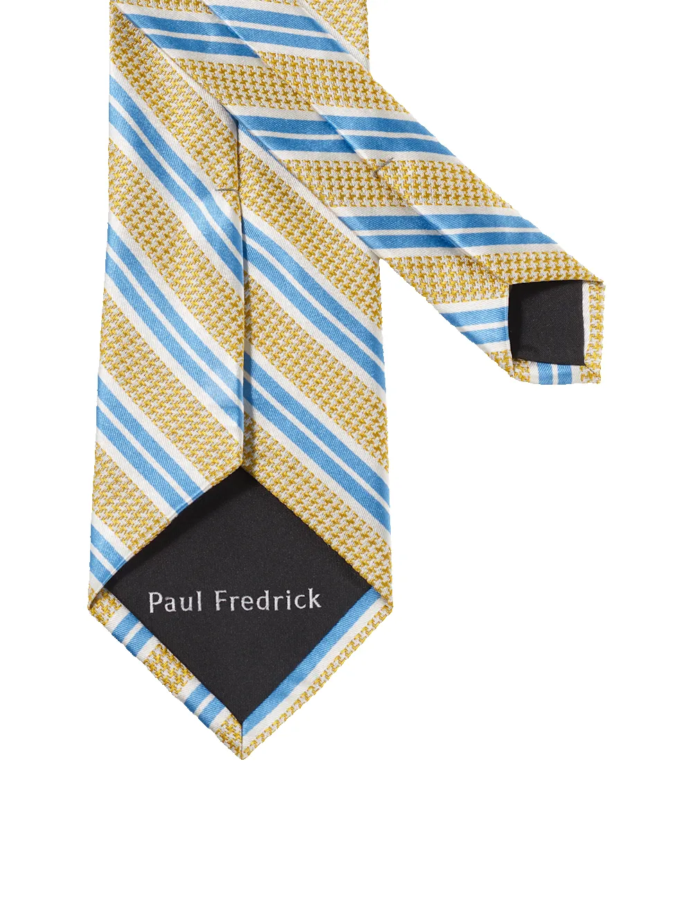 Stripe Woven Silk Tie - Yellow/blue sold by Paul Fredrick product image thumbnail 3