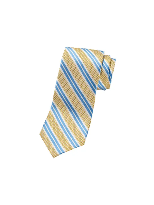 Stripe Woven Silk Tie - Yellow/blue made by Paul Fredrick