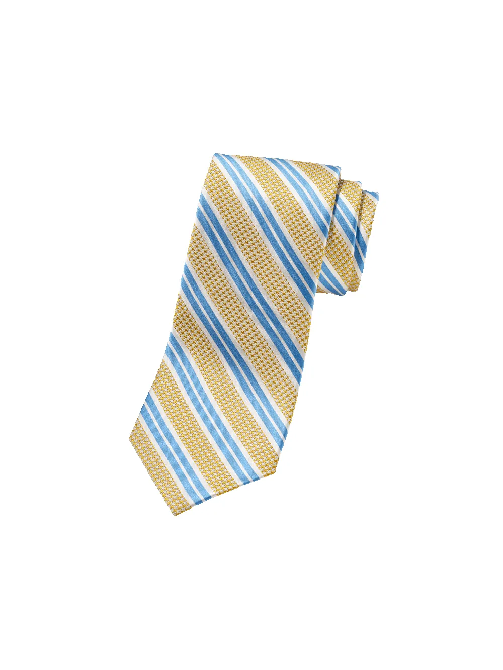 Stripe Woven Silk Tie - Yellow/blue sold by Paul Fredrick
