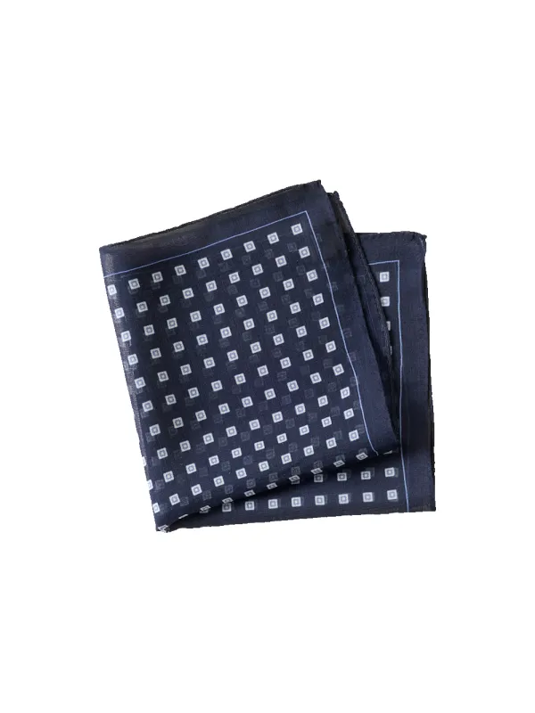 Geometric Wool Blend Pocket Square - Navy made by Paul Fredrick