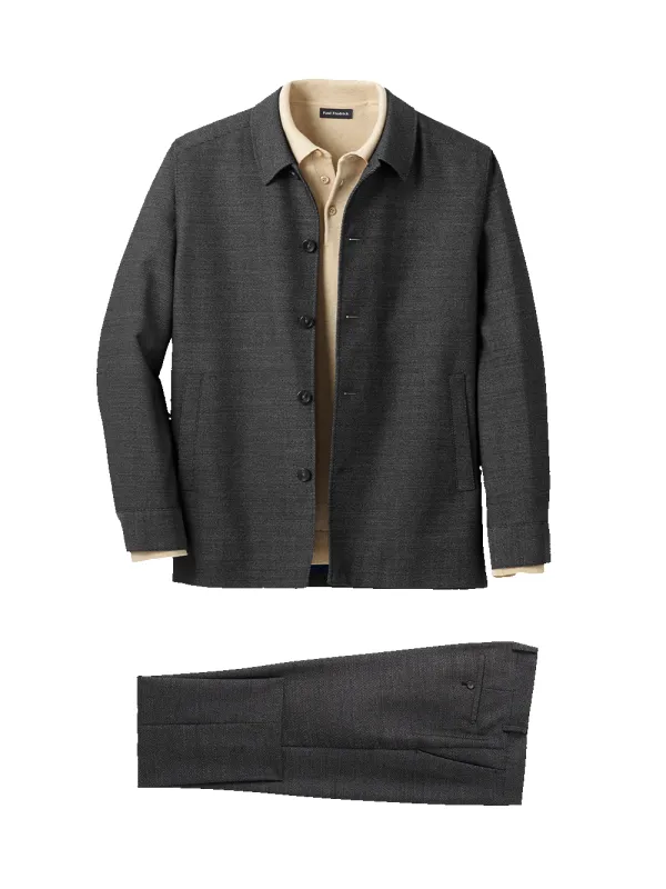 Calvalry Twill Wool Suit - Black/grey made by Paul Fredrick
