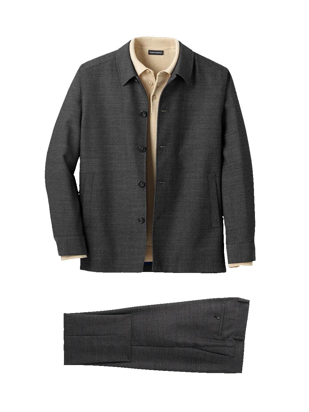 Calvalry Twill Wool Suit - Black/grey sold by Paul Fredrick