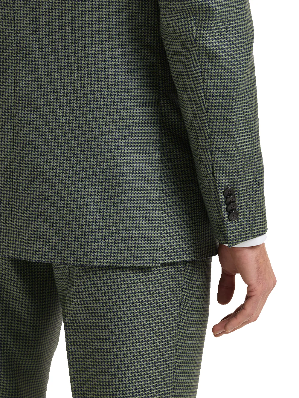 Houndstooth Wool Double Breasted Peak Lapel Suit - Green/navy sold by Paul Fredrick product image thumbnail 4