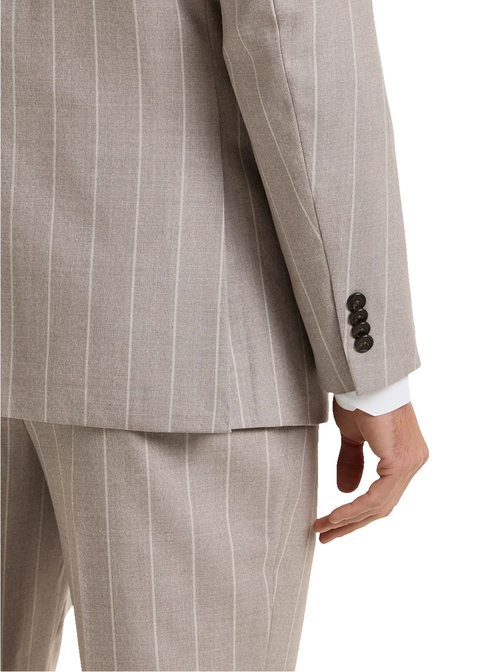 "Kingston Pinstripe" Double Breasted Peak Lapel Suit Jacket - Taupe sold by Paul Fredrick product image thumbnail 4
