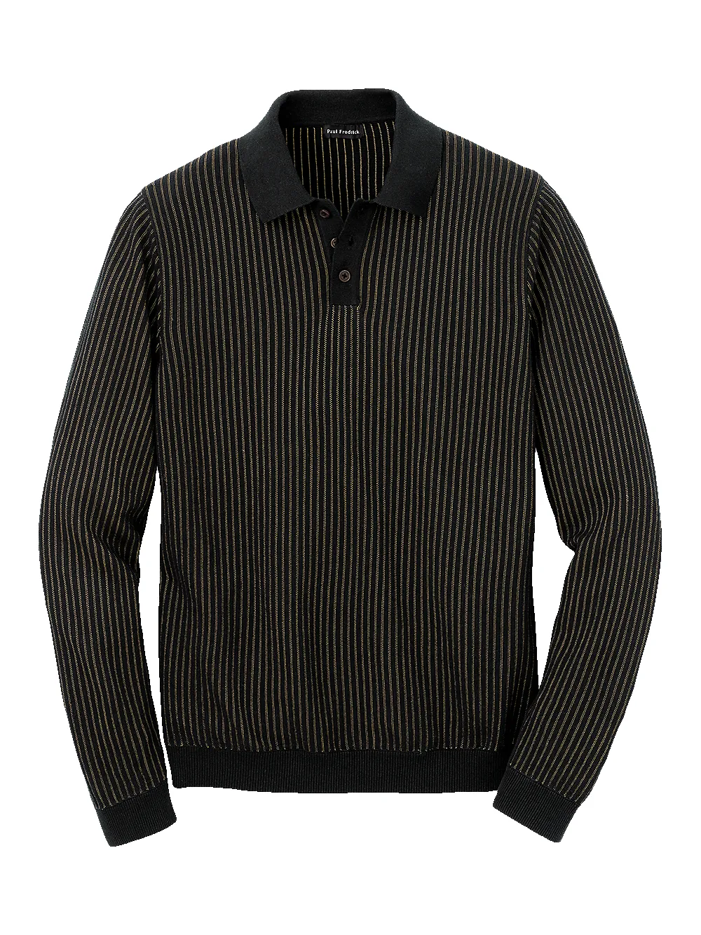 Cotton Blend Three Button Polo - Black sold by Paul Fredrick