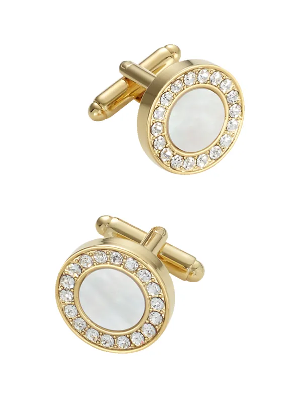 Mother of Pearl & Crystal Cufflinks - Gold sold by Paul Fredrick