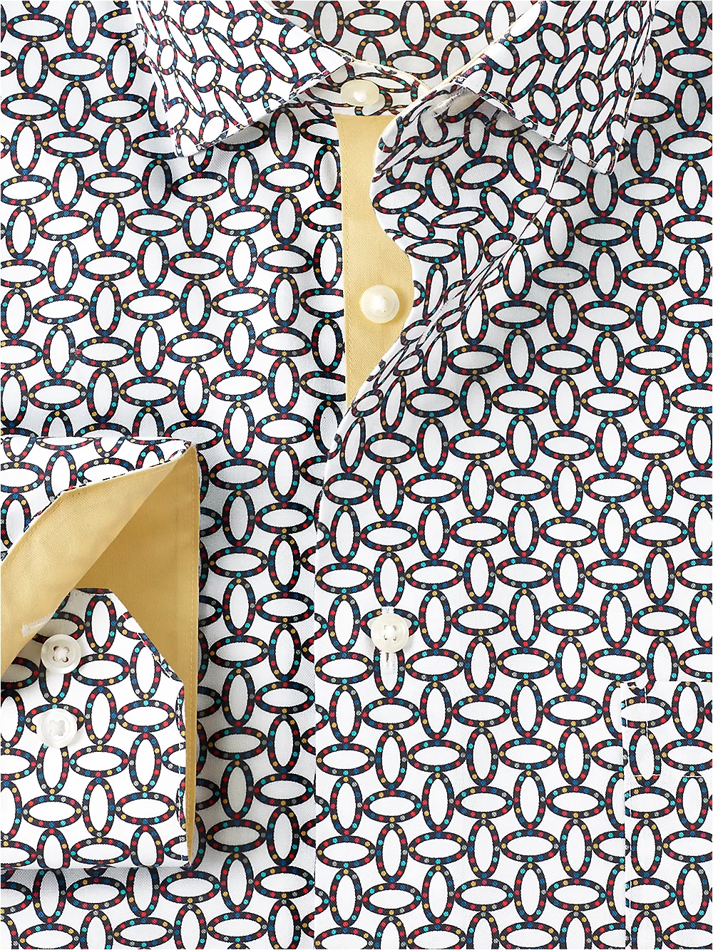 Non-Iron Cotton Print Dress Shirt With Contrast Trim - Multi sold by Paul Fredrick product image thumbnail 2