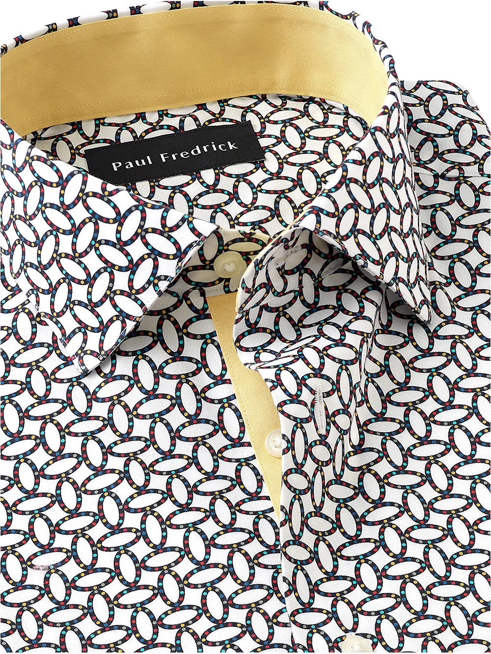 Non-Iron Cotton Print Dress Shirt With Contrast Trim - Multi sold by Paul Fredrick product image thumbnail 3