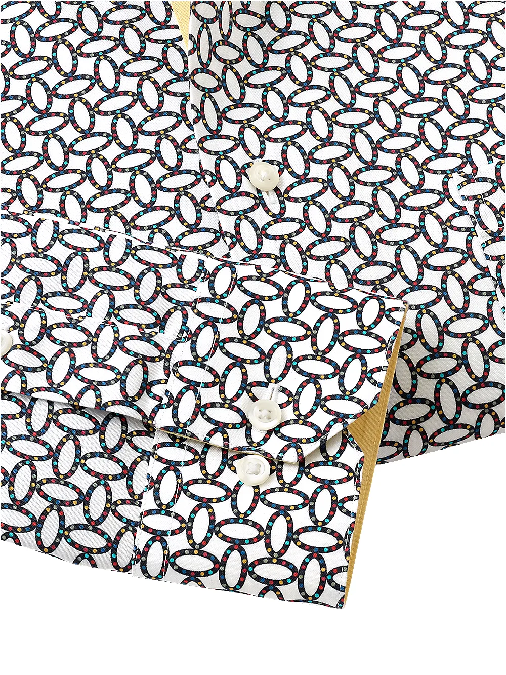 Non-Iron Cotton Print Dress Shirt With Contrast Trim - Multi sold by Paul Fredrick product image thumbnail 4