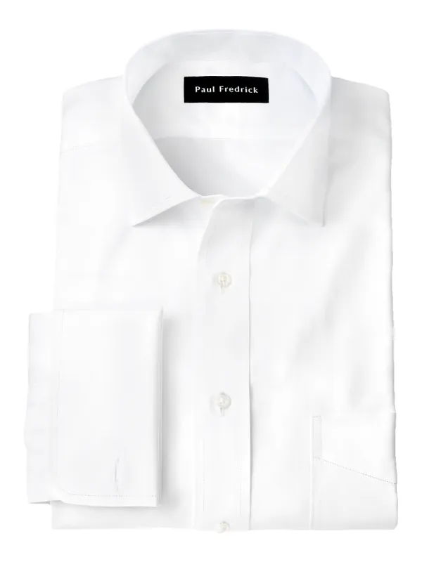 Non-Iron Cotton Pinpoint Solid Spread Collar French Cuff Dress Shirt - White sold by Paul Fredrick