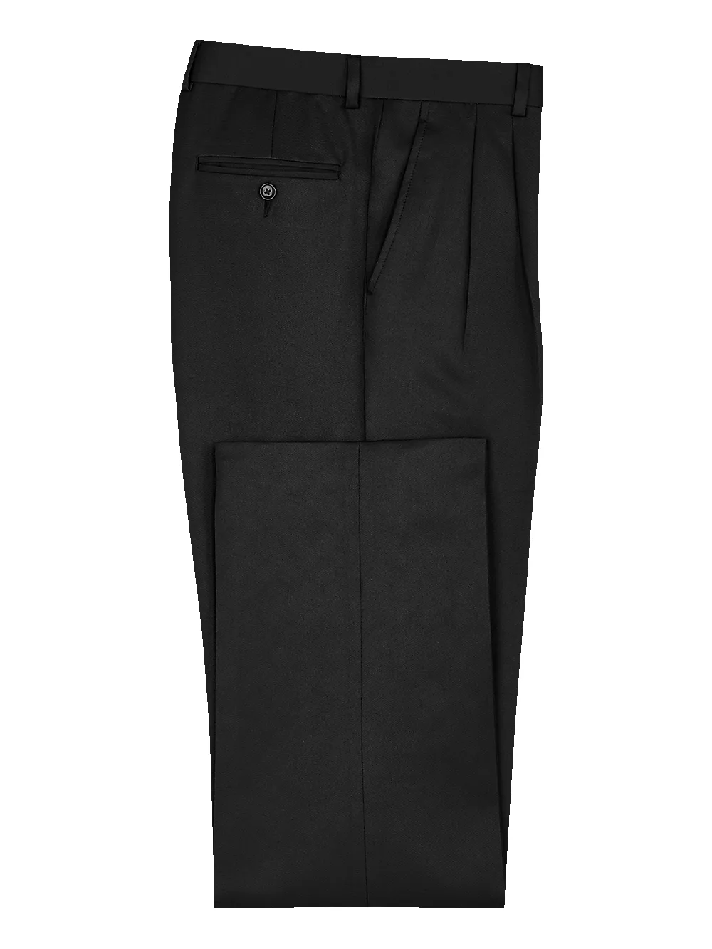 Solid Microfiber Pleated Pants - Black sold by Paul Fredrick