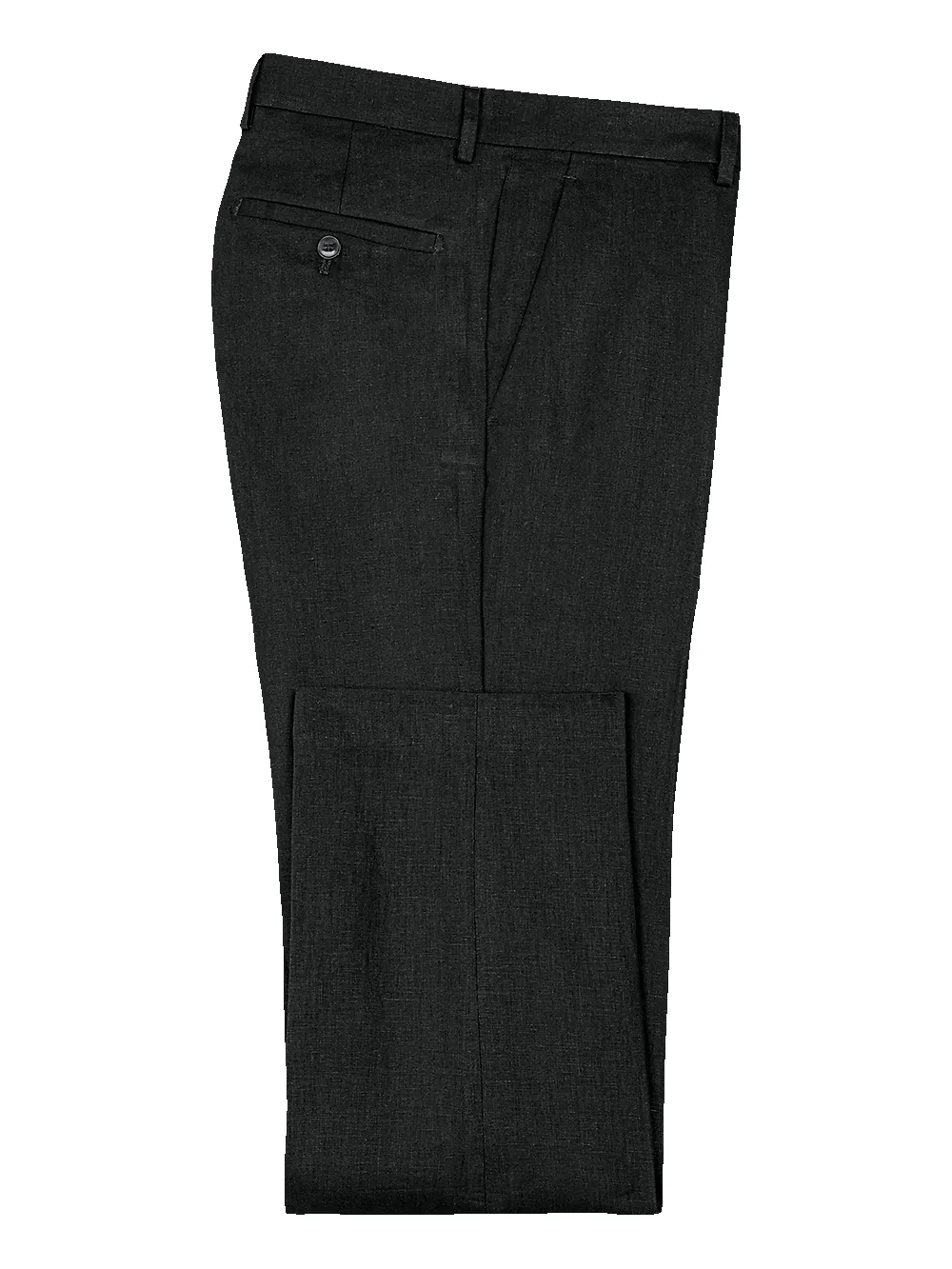 Linen Flat Front Pants - Black sold by Paul Fredrick