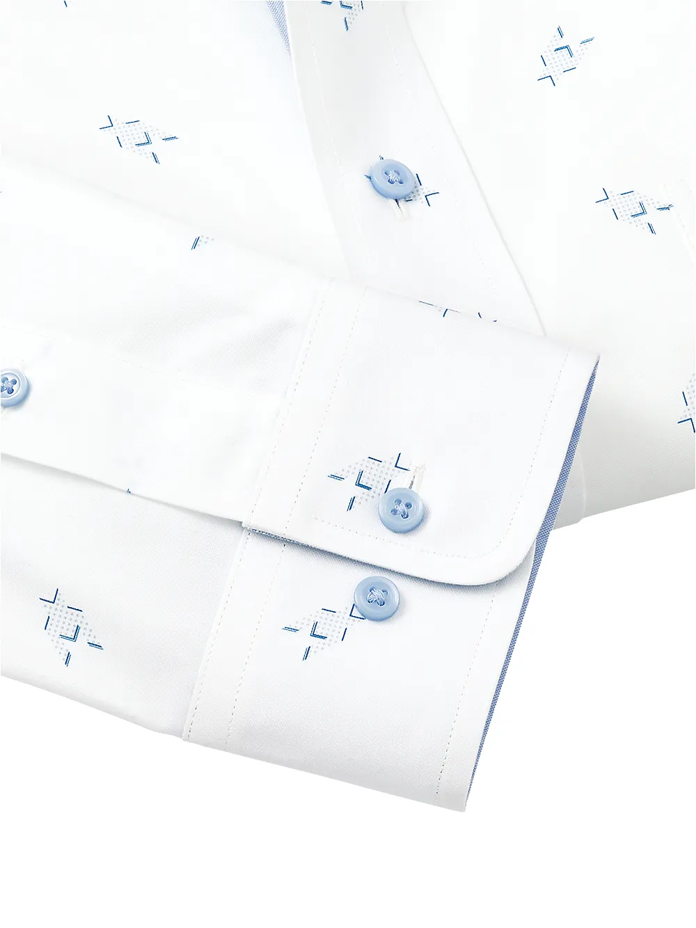 Non-Iron Cotton Houndstooth Print Dress Shirt With Contrast Trim - White sold by Paul Fredrick product image thumbnail 4