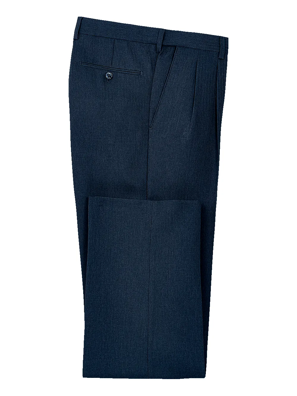 Microfiber Herringbone Pleated Pants - Navy sold by Paul Fredrick