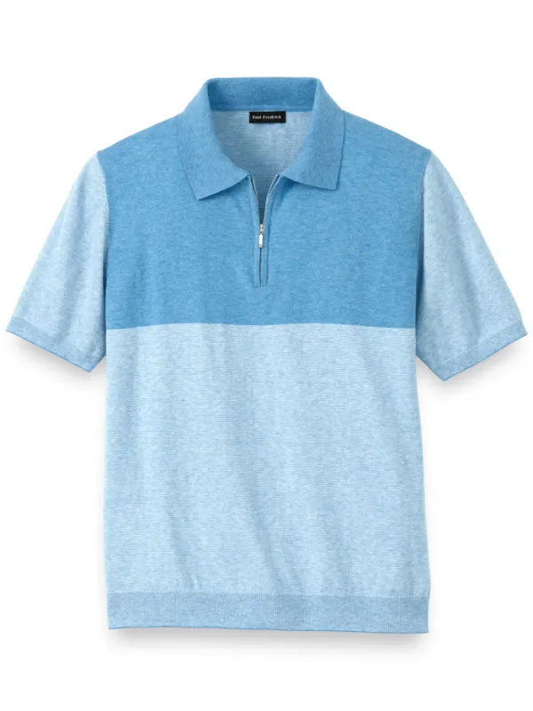 Cotton Blend Quarter Zip Polo sold by Paul Fredrick