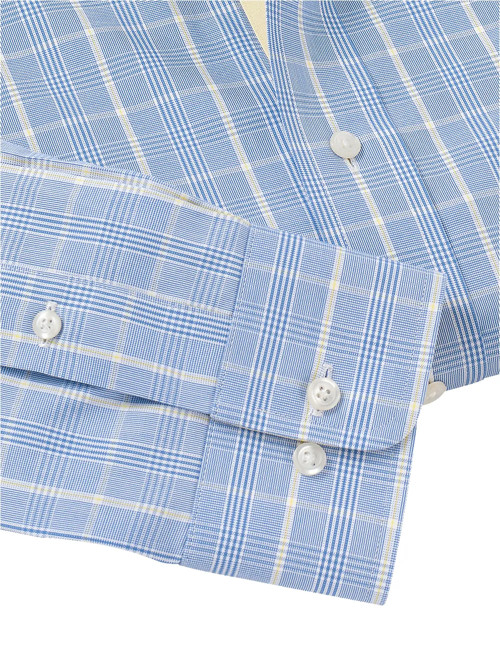 Non-Iron Cotton Glen Plaid Dress Shirt With Contrast Trim - Blue sold by Paul Fredrick product image thumbnail 4
