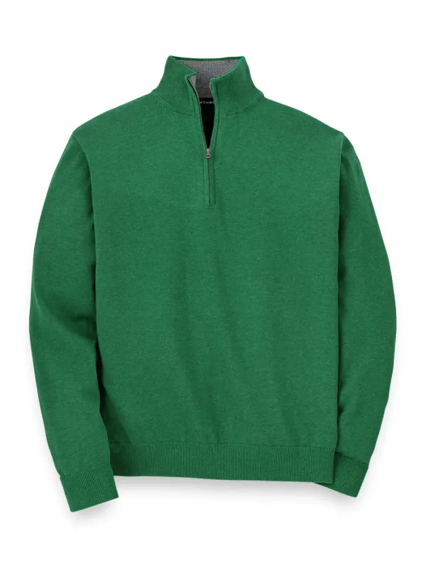 Supima Cotton Zip Mock Neck Sweater - Green sold by Paul Fredrick