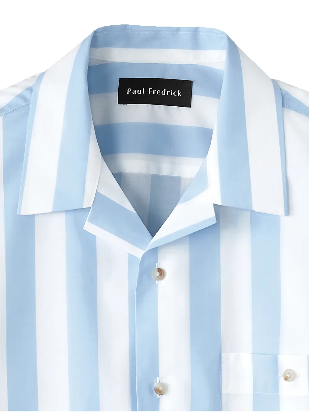 Cotton Wide Stripe Casual Shirt - Sky Blue sold by Paul Fredrick product image thumbnail 3