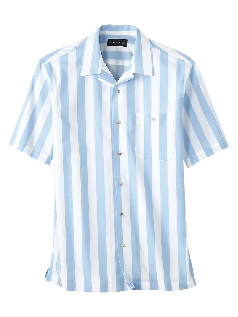 Cotton Wide Stripe Casual Shirt - Sky Blue sold by Paul Fredrick