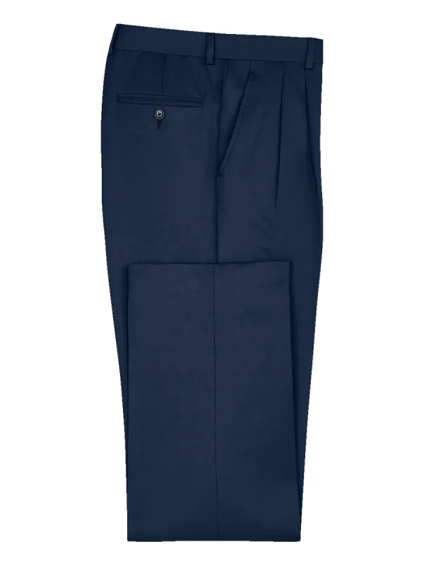 Solid Microfiber Pleated Pants - Navy sold by Paul Fredrick