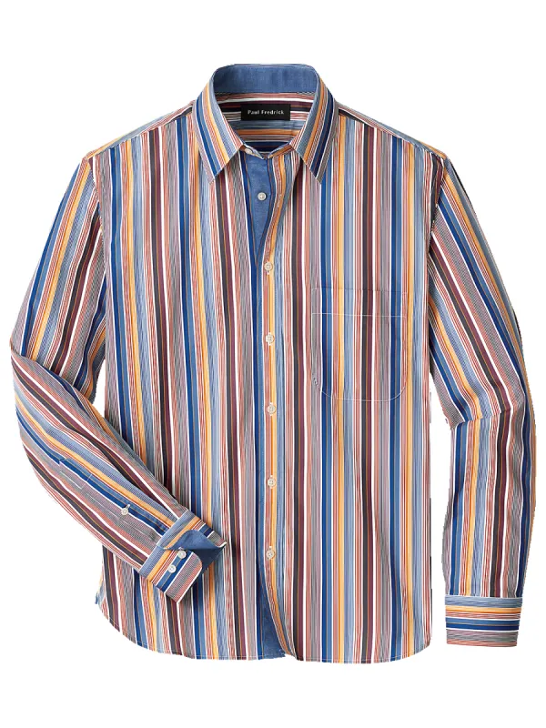 Cotton Stripe Print Casual Shirt - Multi sold by Paul Fredrick