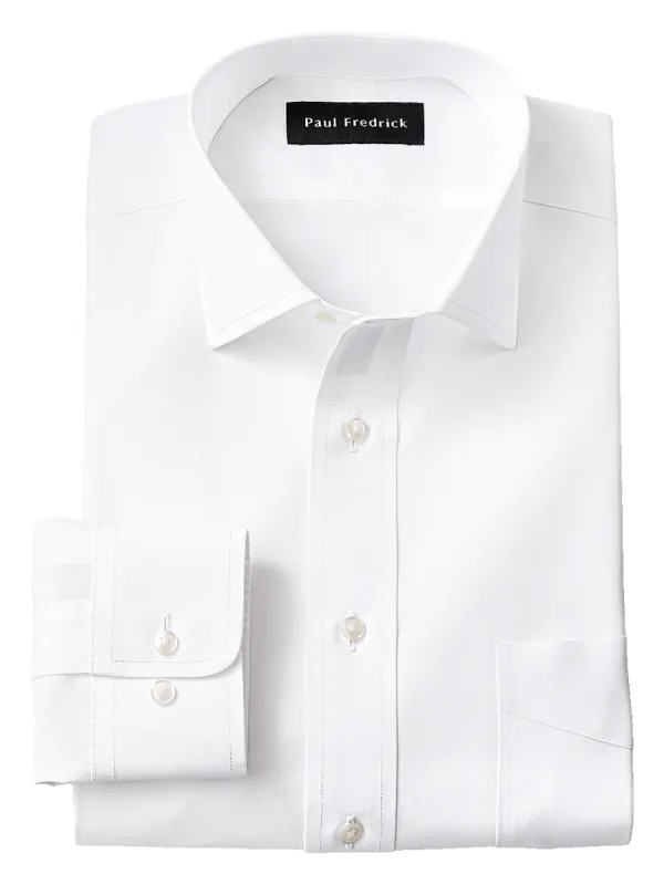 Supima Non-Iron Cotton Solid Color Spread Collar Dress Shirt - White sold by Paul Fredrick