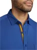 Mercerized Cotton Button Front Polo - Blue sold by Paul Fredrick