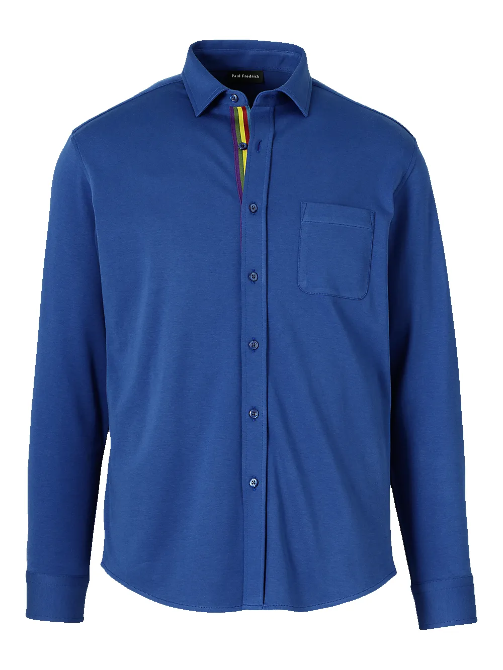 Mercerized Cotton Button Front Polo - Blue sold by Paul Fredrick