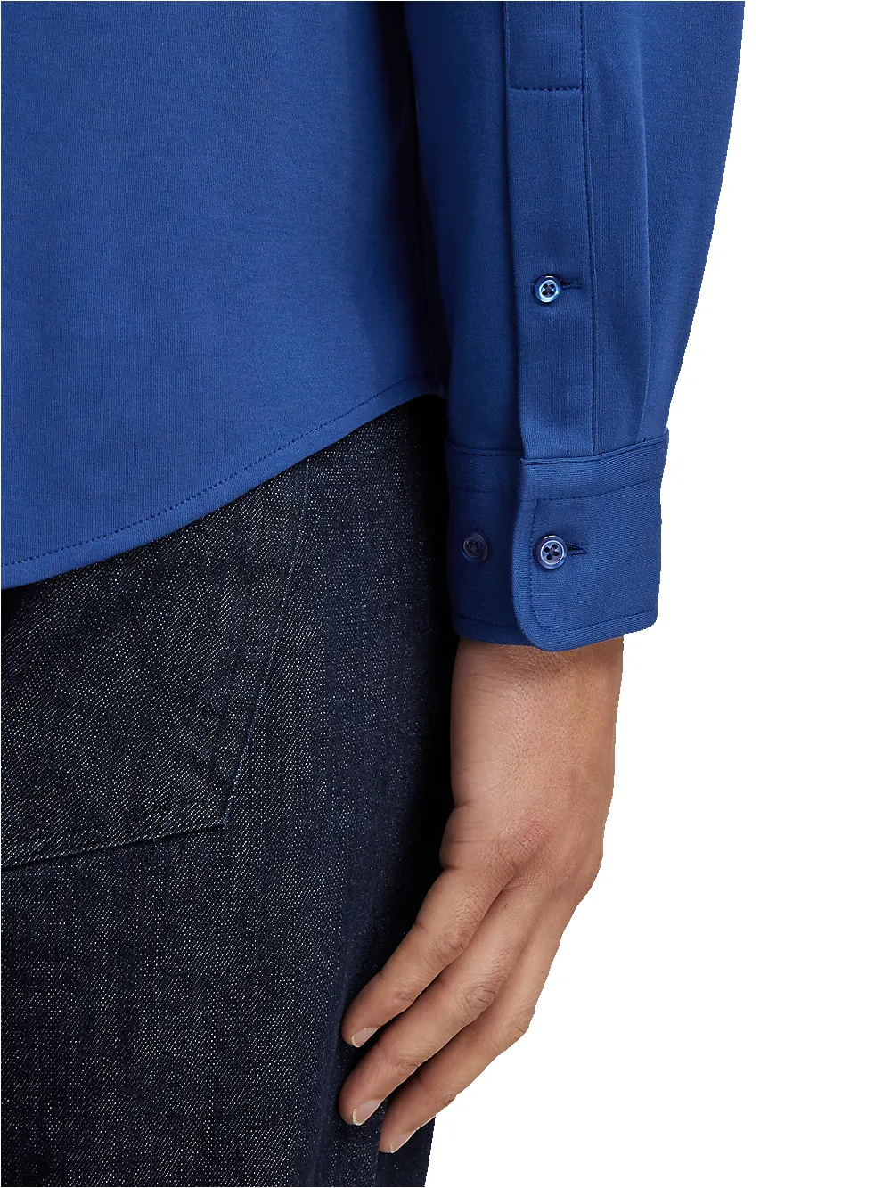 Mercerized Cotton Button Front Polo - Blue sold by Paul Fredrick product image thumbnail 4