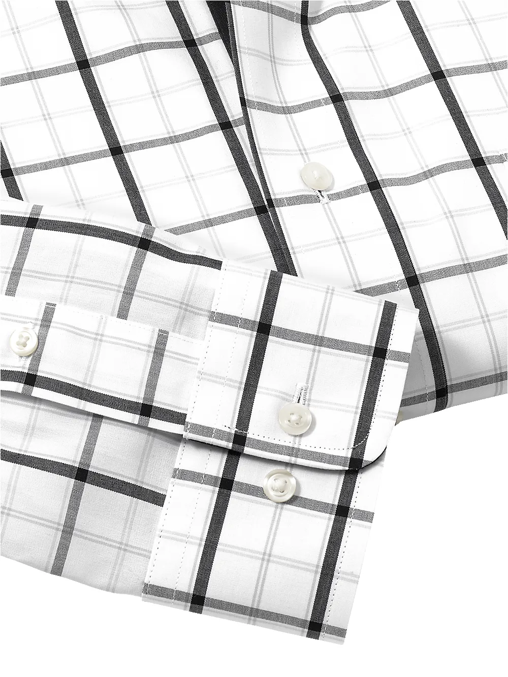 Non-Iron Cotton Check Dress Shirt With Contrast Trim - Black/white sold by Paul Fredrick product image thumbnail 4