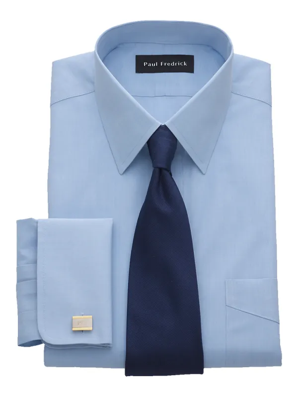 Non-Iron Cotton Broadcloth Straight Collar French Cuff Dress Shirt - Blue sold by Paul Fredrick