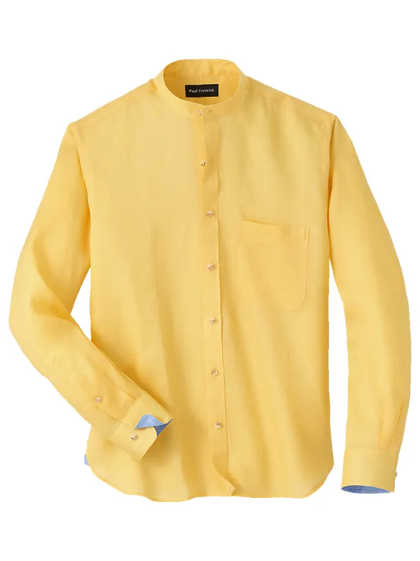 Linen Solid Casual Shirt - Yellow sold by Paul Fredrick
